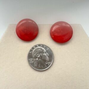 Red Swirl Bakelite Button Earrings
